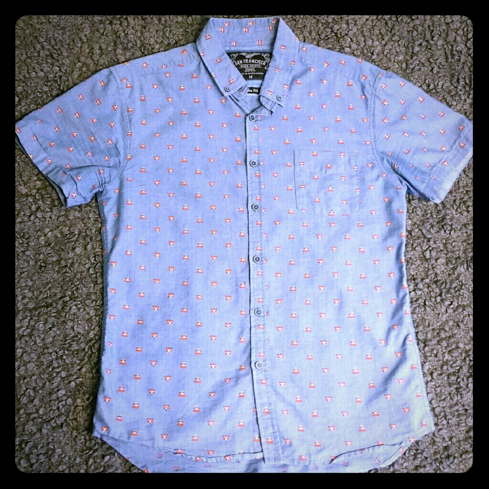 Blue Button Down Short Sleeve Shirt